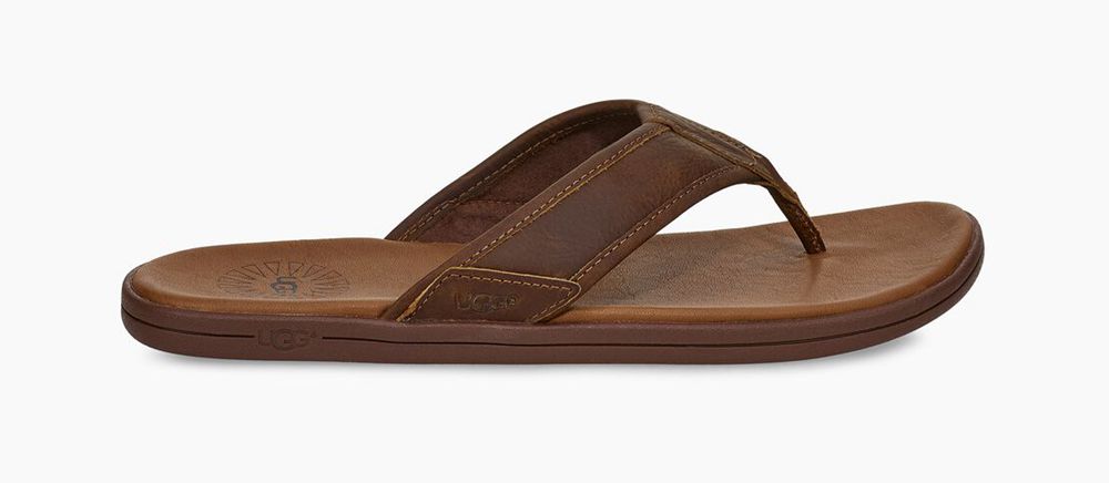 Ugg Seaside Leather - Mens Sandals - Brown - NZ (6051WEAPS)